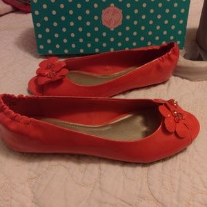 Lindsay Phillips Coral Dress Peep Toe Shoes